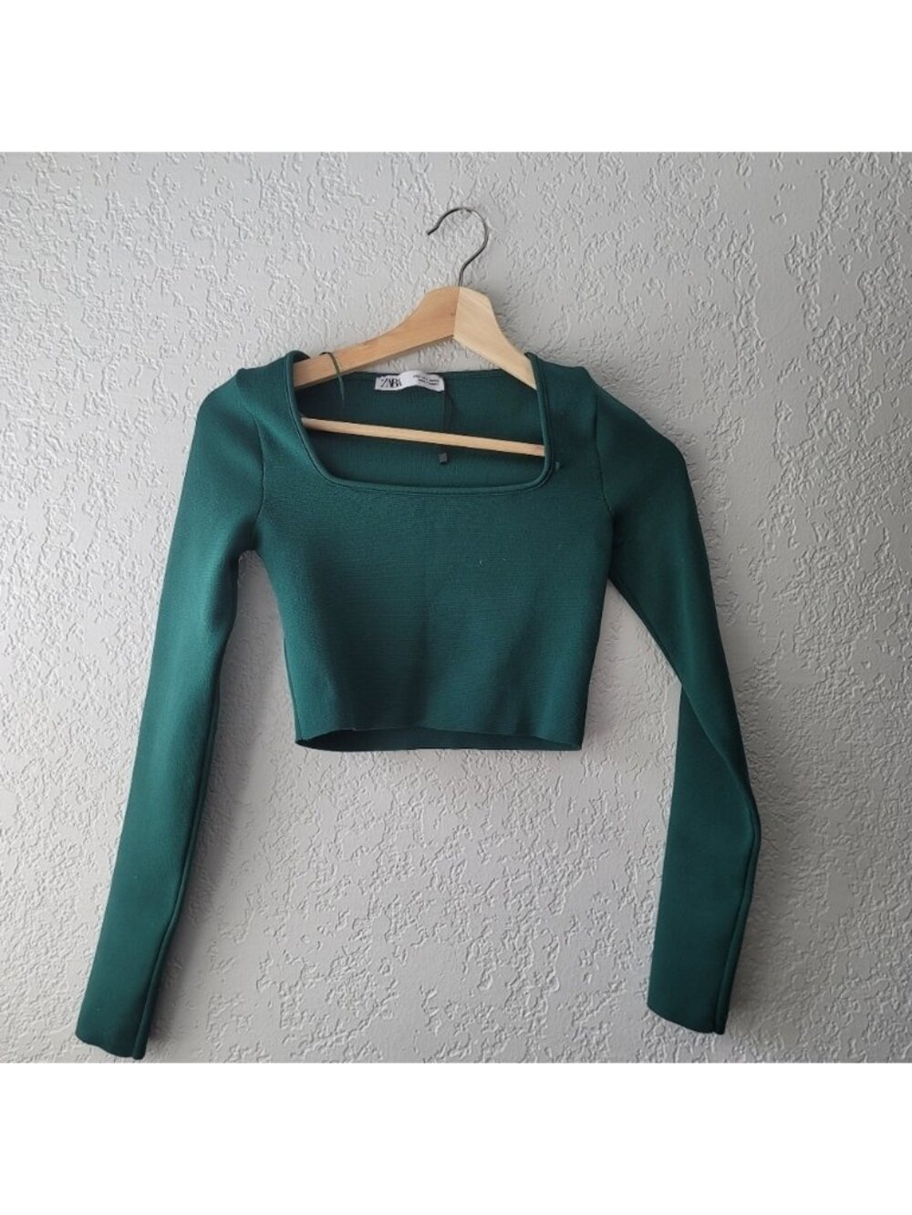 Teal Long Sleeve Crop Top